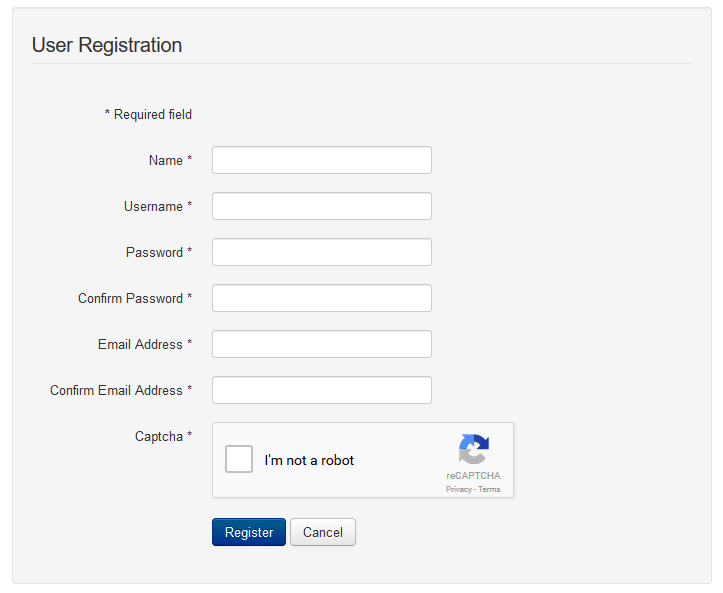 Joomla - registracija uporabnika