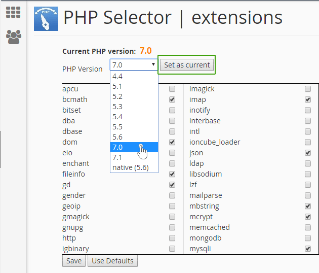 Nastavi PHP verzijo