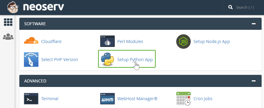 cPanel - Setup Python App
