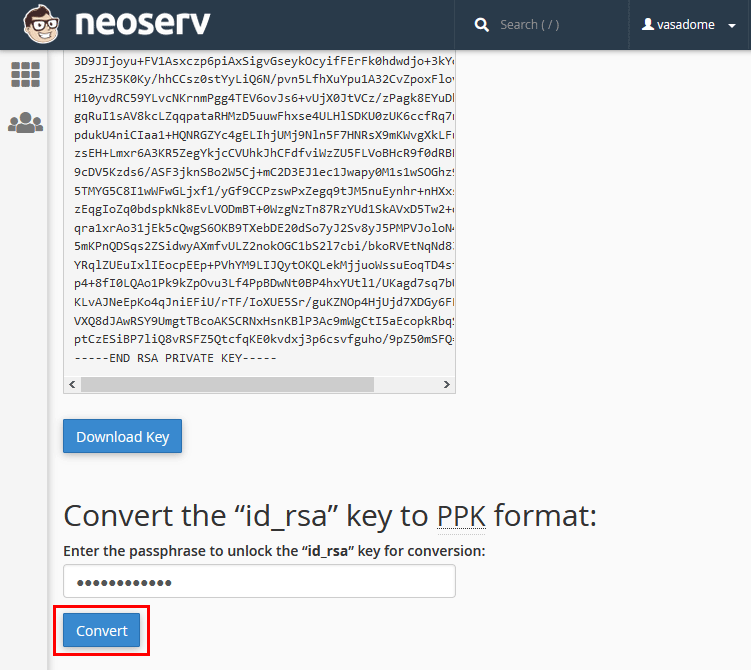Pretvorba SSH ključa v PPK format