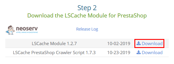 Prenos LSCache modula na računalnik
