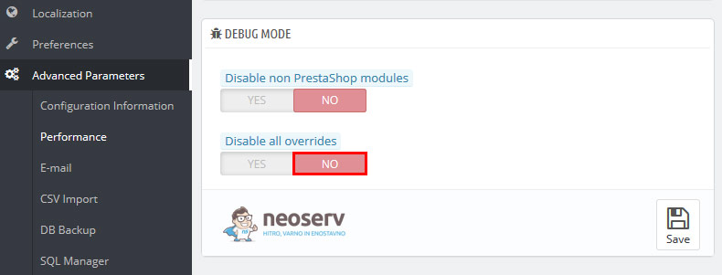 PrestaShop – Disable all overrides