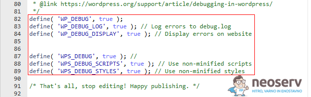 Beleženje PHP napak v debug.log (WordPress)