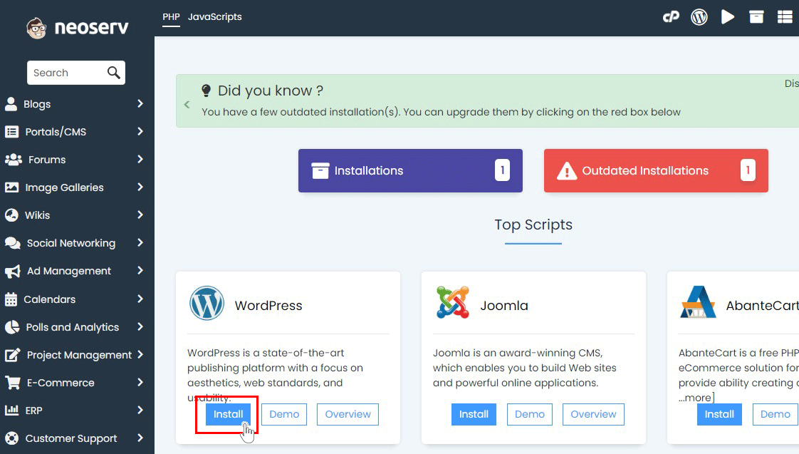 Namestitev WordPressa